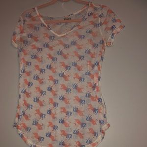 Sheer unicorn print tee